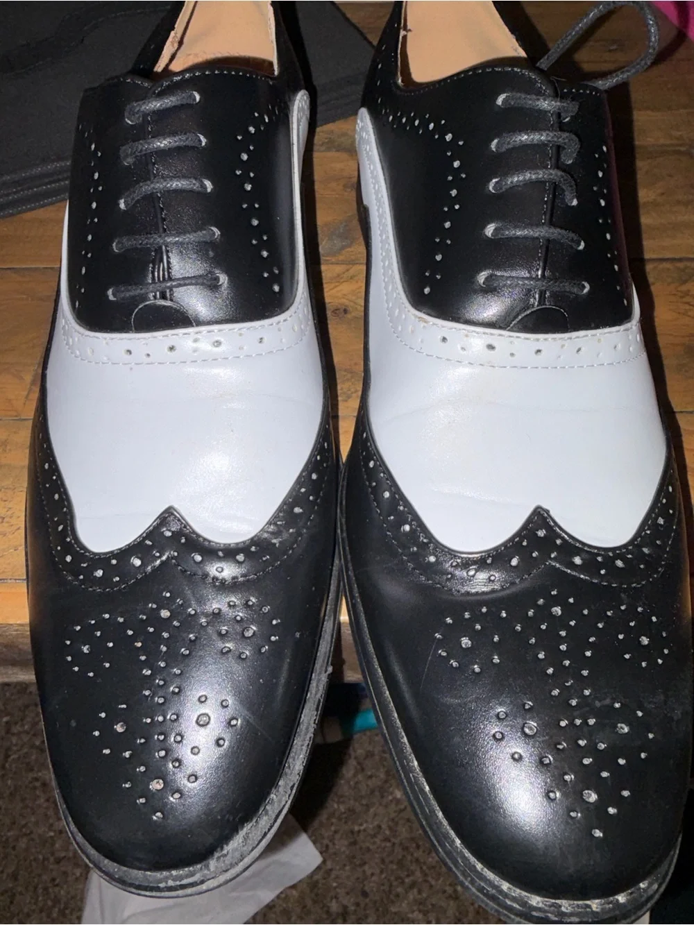 Masimo Black and White Two-Tone Brogue Derby Shoes 10.5